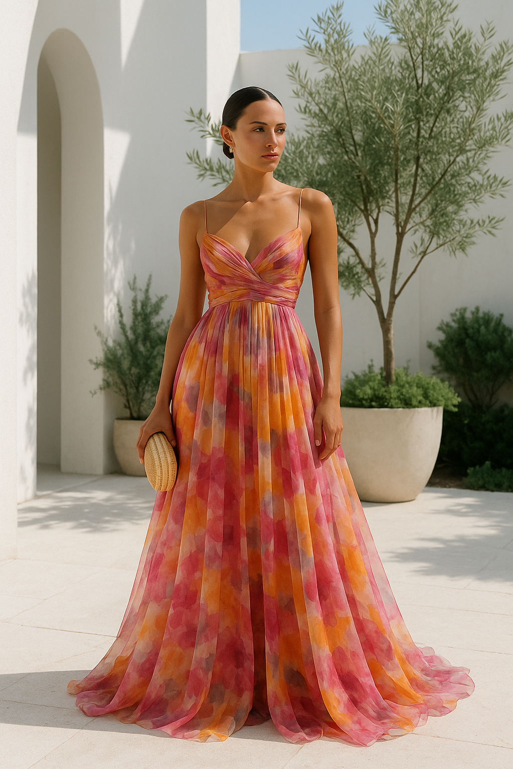 Robe maxi soirée élégante - imprimé floral - modèle Flora