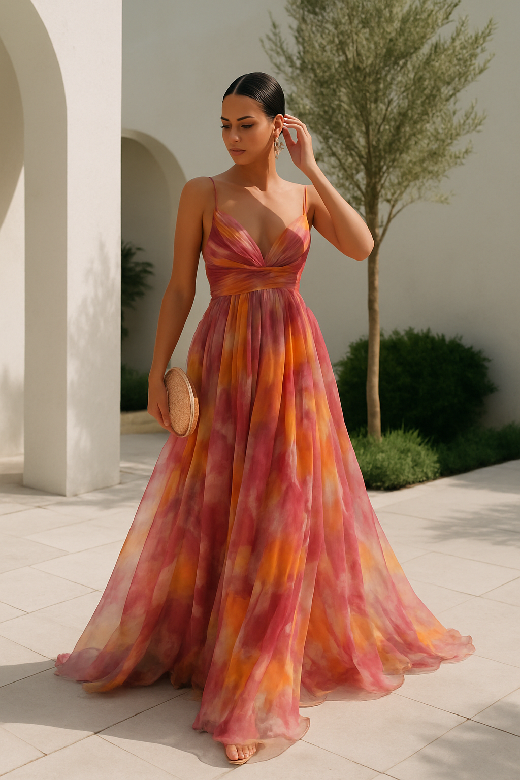 Robe maxi soirée élégante - imprimé floral - modèle Flora