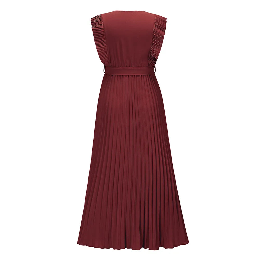 Denia Maxi Evening Dress - Elegant Ruffles - V-Neck