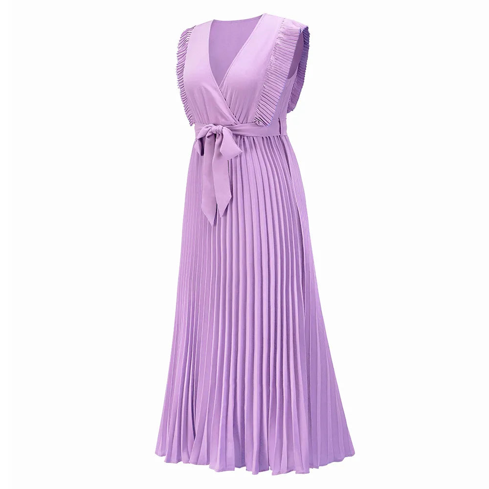 Denia Maxi Evening Dress - Elegant Ruffles - V-Neck