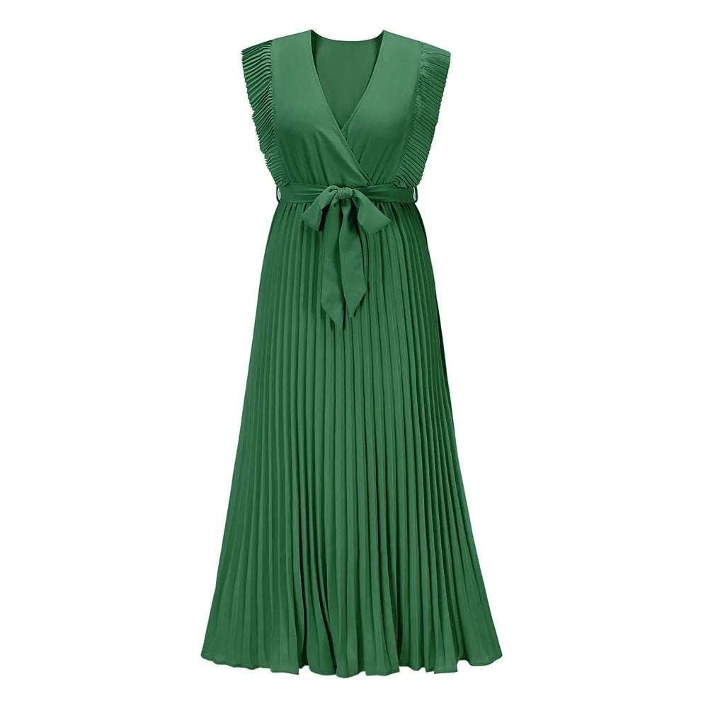 Denia Maxi Evening Dress - Elegant Ruffles - V-Neck