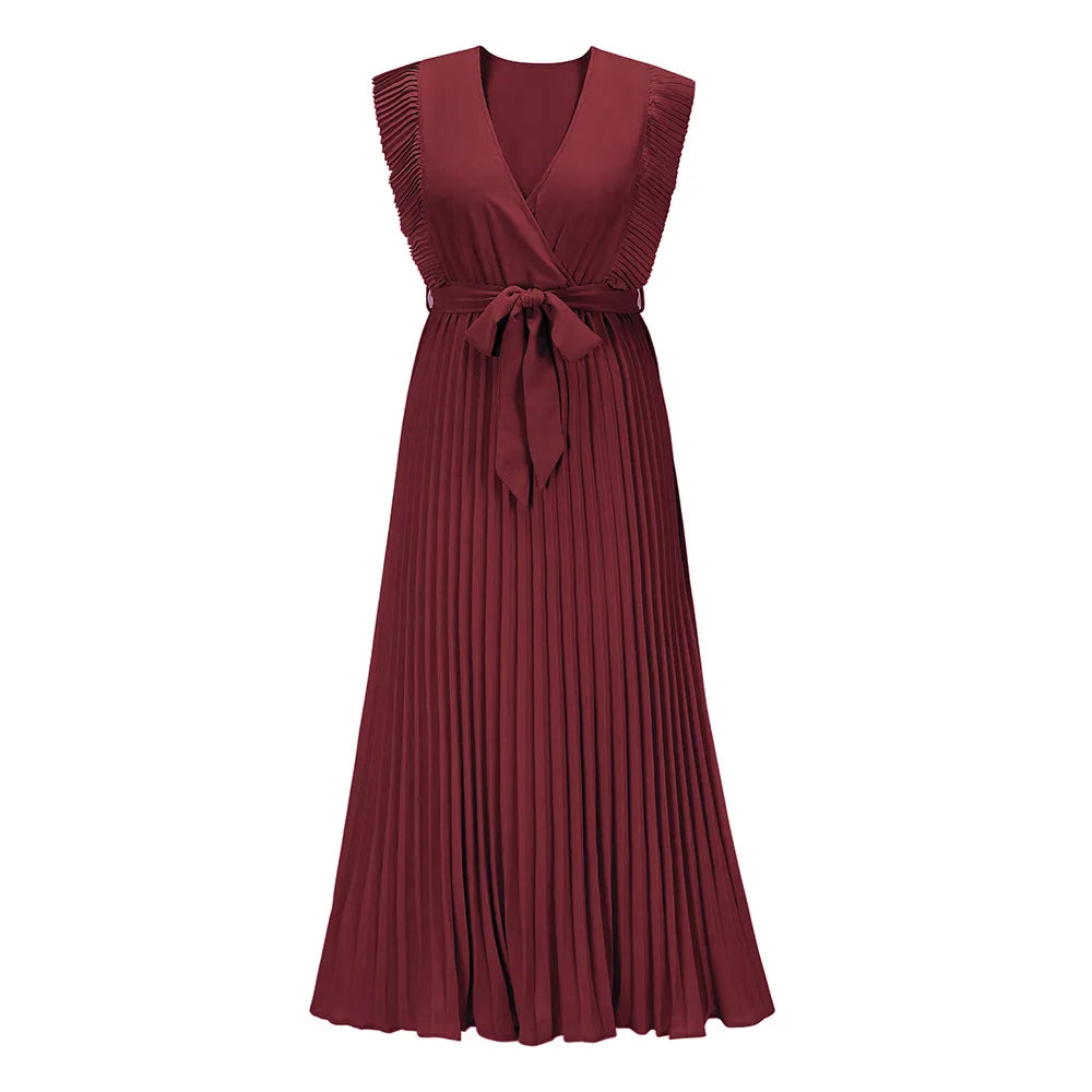 Denia Maxi Evening Dress - Elegant Ruffles - V-Neck