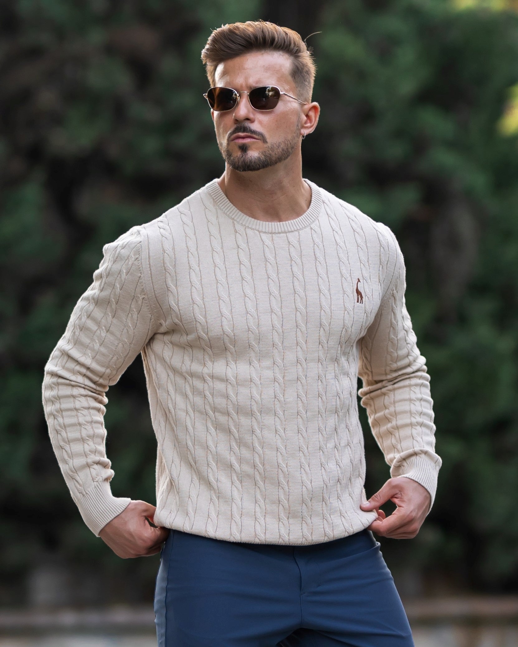 Men's Cable-Knit Sweater - Cotton - Classic Fit