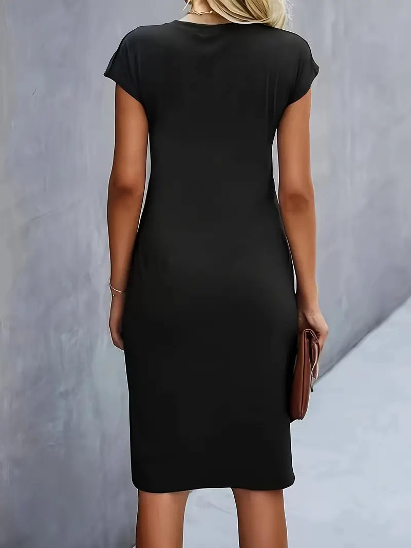 Katrien - Elegant Evening Midi Dress - Round Neckline
