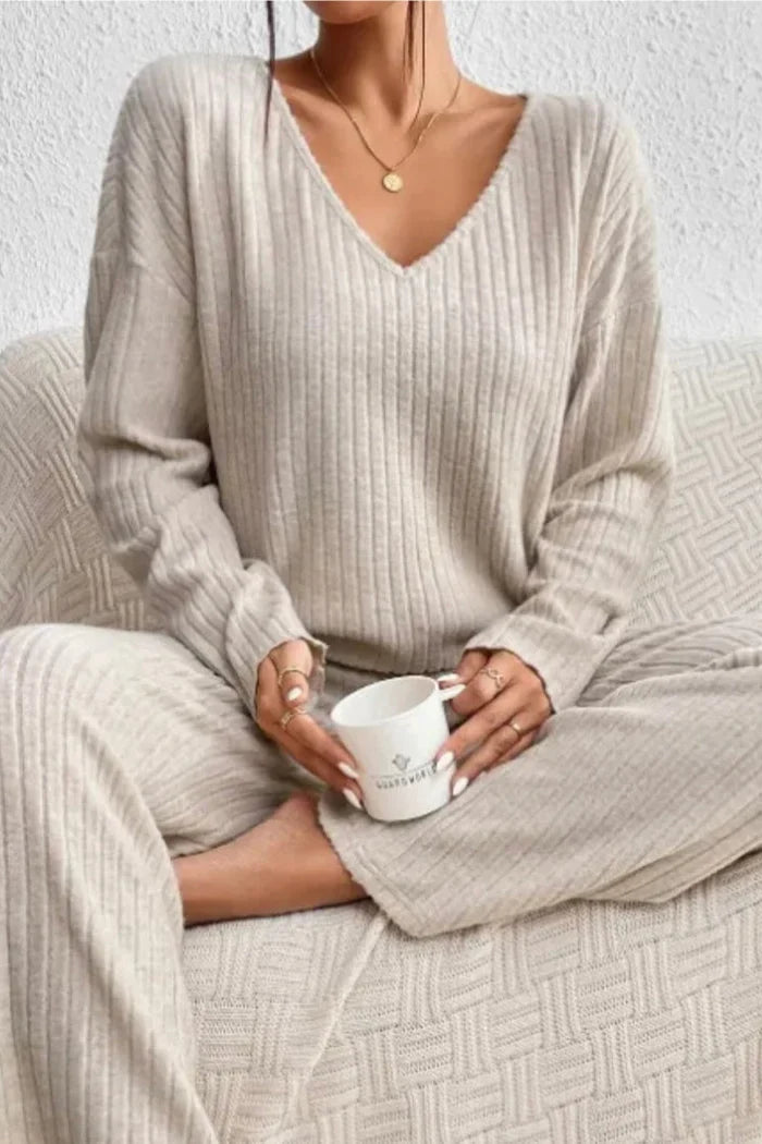 Women’s Ribbed Loungewear Cozy Two-Piece Set