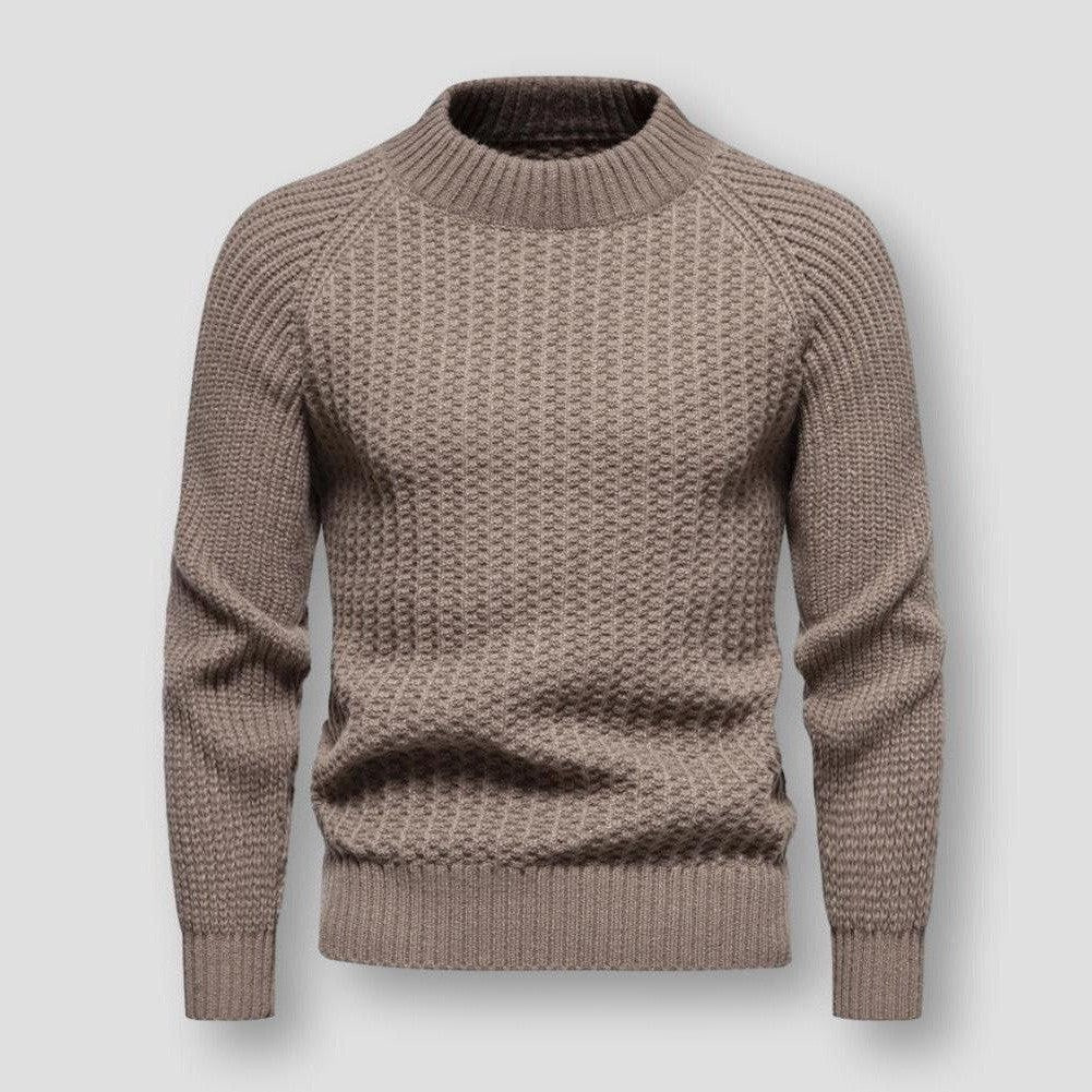 High-Quality Men's Waffle Knit Sweater - Premium Knitted Pullover