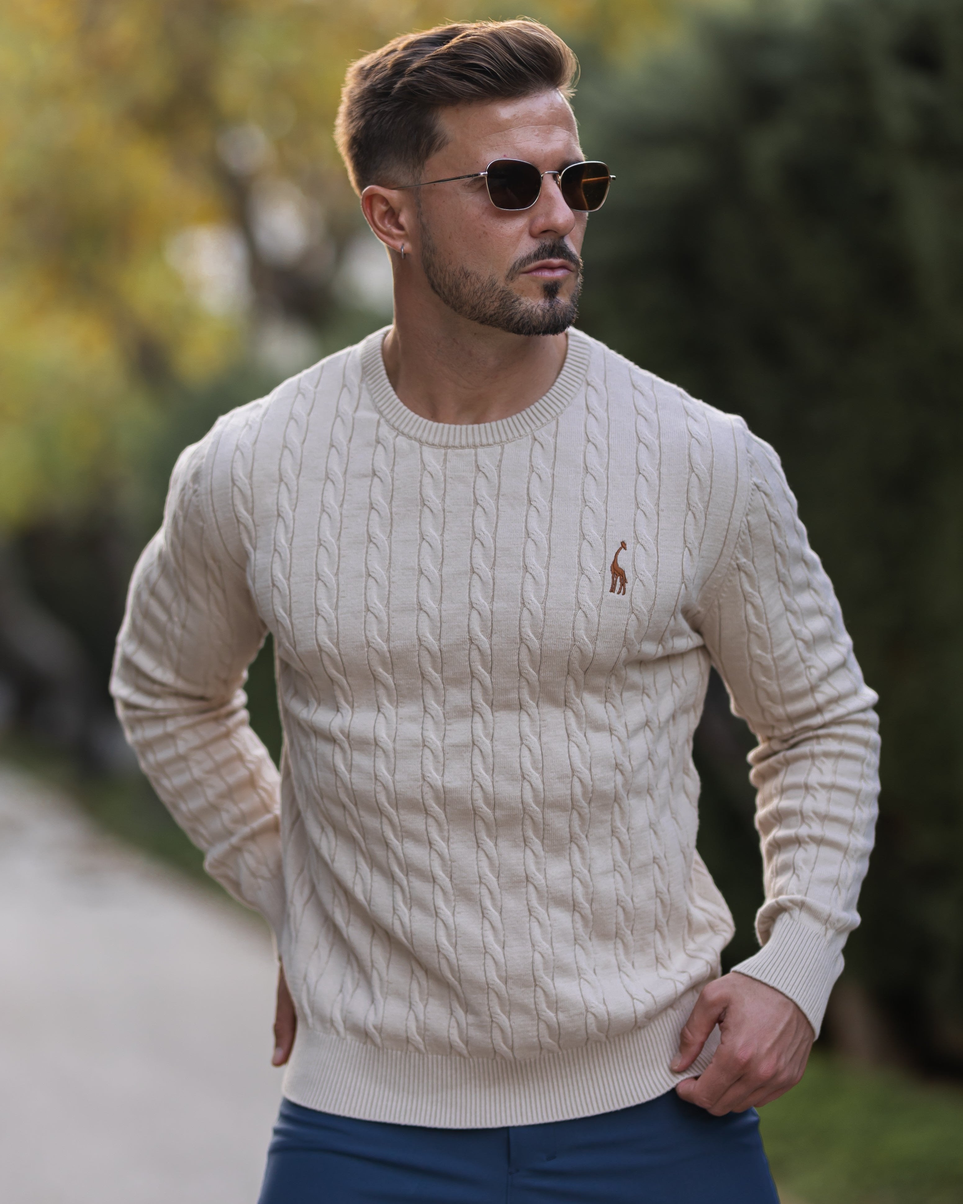 Men's Cable-Knit Sweater - Cotton - Classic Fit