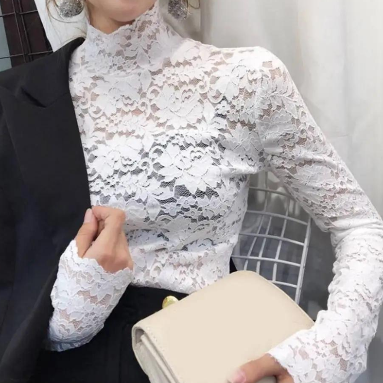 Noa - Elegant Floral Lace Turtleneck Women’s Top