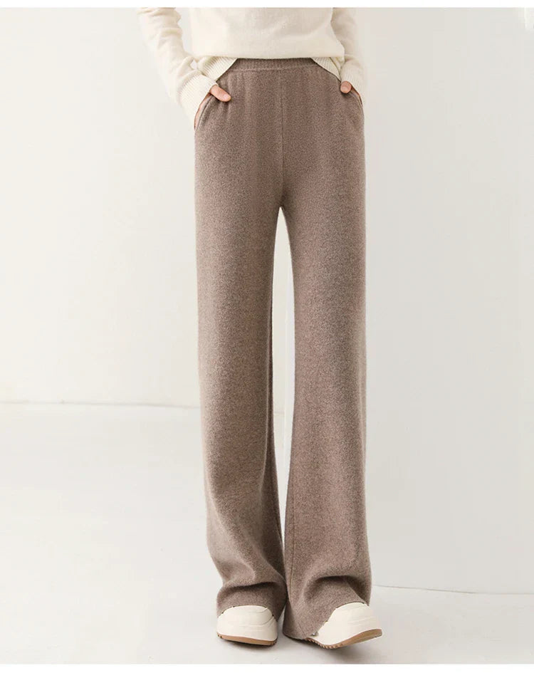 Women’s High-Waist Merino Wool Trousers Wide-Leg