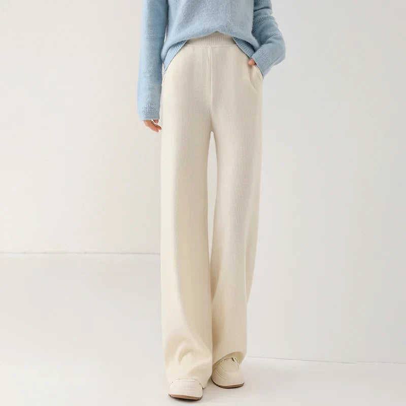 Women’s High-Waist Merino Wool Trousers Wide-Leg