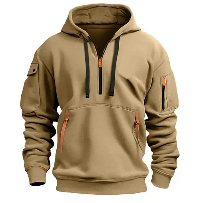 Men's Half-Zip Hooded Sports Sweatshirt - Jogging - Training