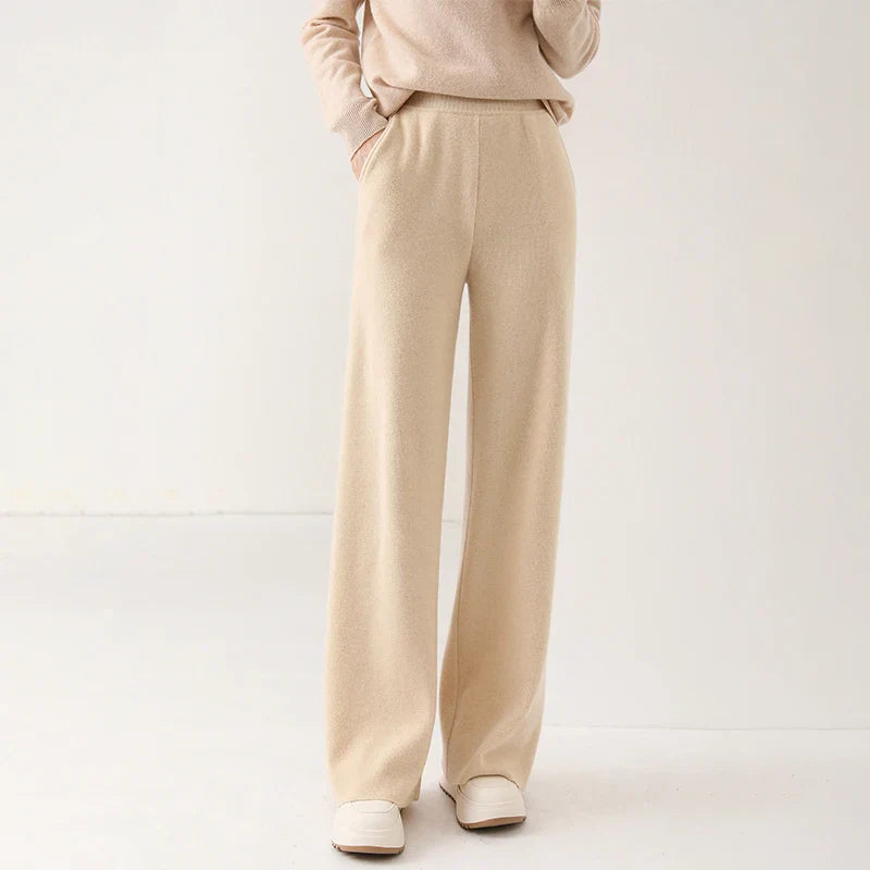Women’s High-Waist Merino Wool Trousers Wide-Leg