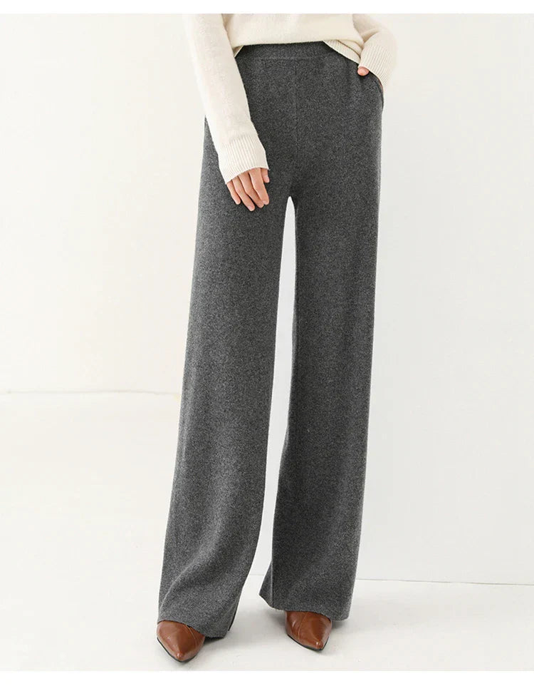 Women’s High-Waist Merino Wool Trousers Wide-Leg
