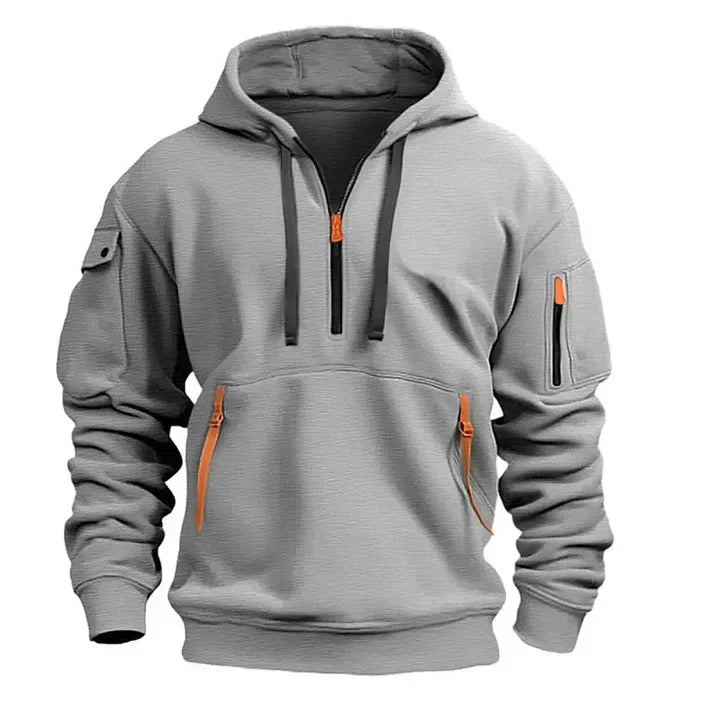 Men's Half-Zip Hooded Sports Sweatshirt - Jogging - Training