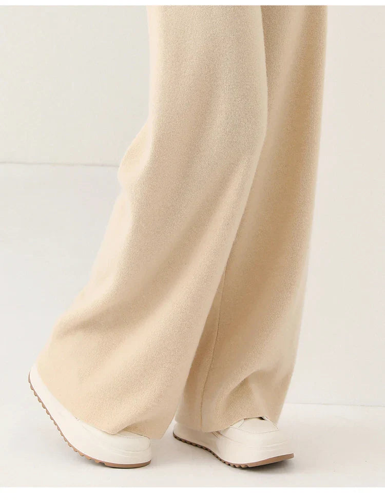 Women’s High-Waist Merino Wool Trousers Wide-Leg