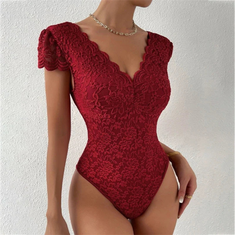 Verisse - Sheer Lace Bodysuit Lingerie