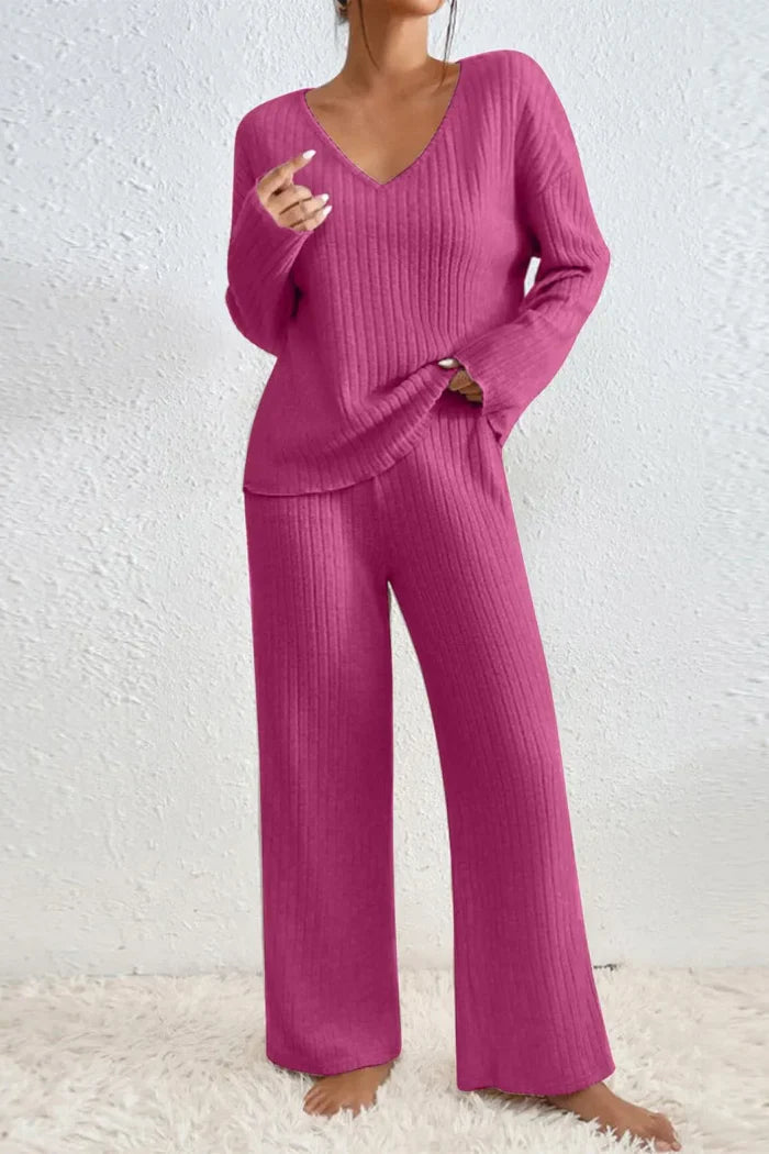 Women’s Ribbed Loungewear Cozy Two-Piece Set