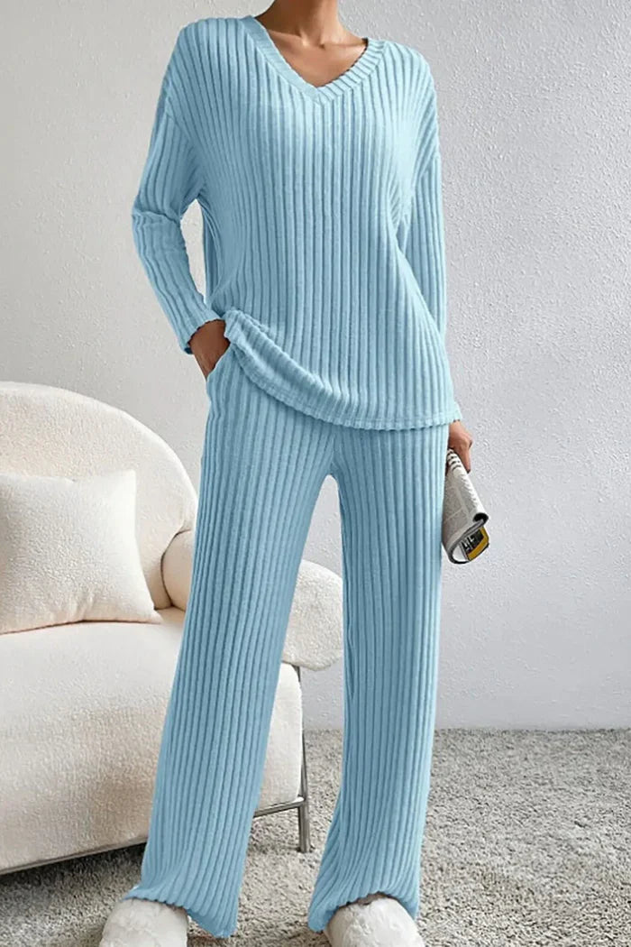 Women’s Ribbed Loungewear Cozy Two-Piece Set
