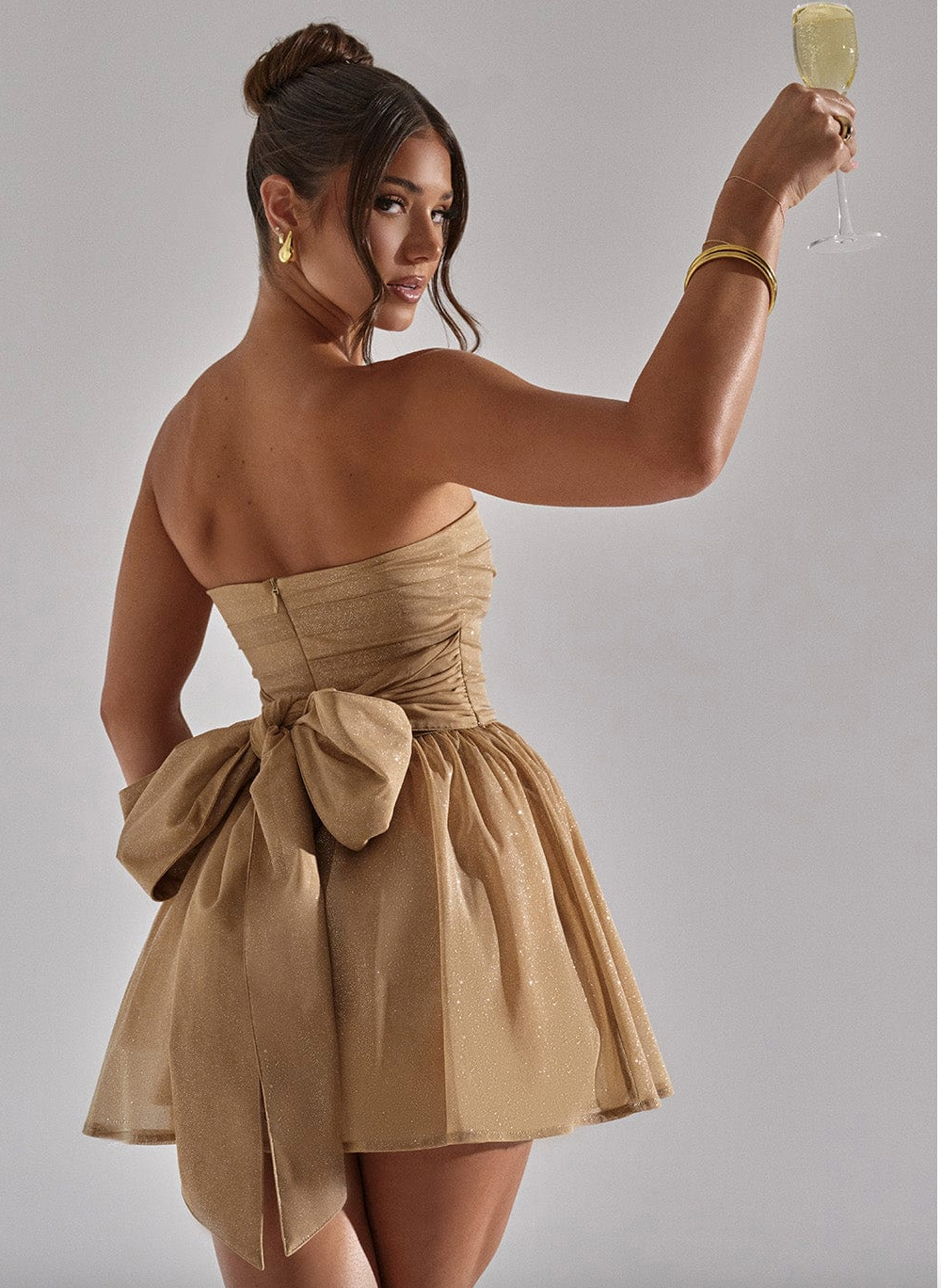 Glittery Strapless Prom Dress - Sequined Sweetheart Formal Gown