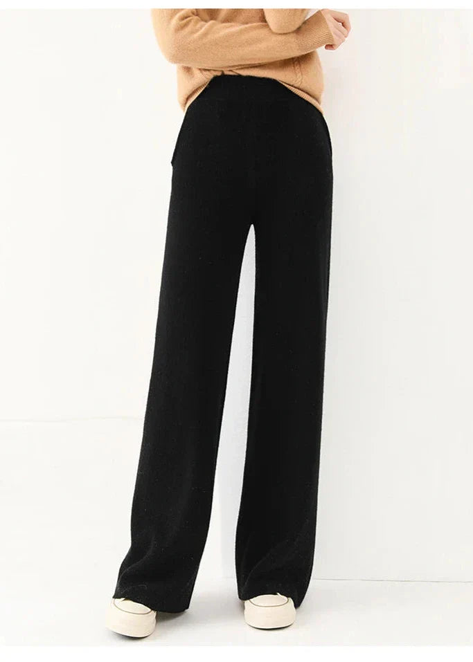Women’s High-Waist Merino Wool Trousers Wide-Leg