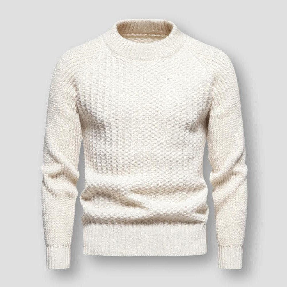 High-Quality Men's Waffle Knit Sweater - Premium Knitted Pullover