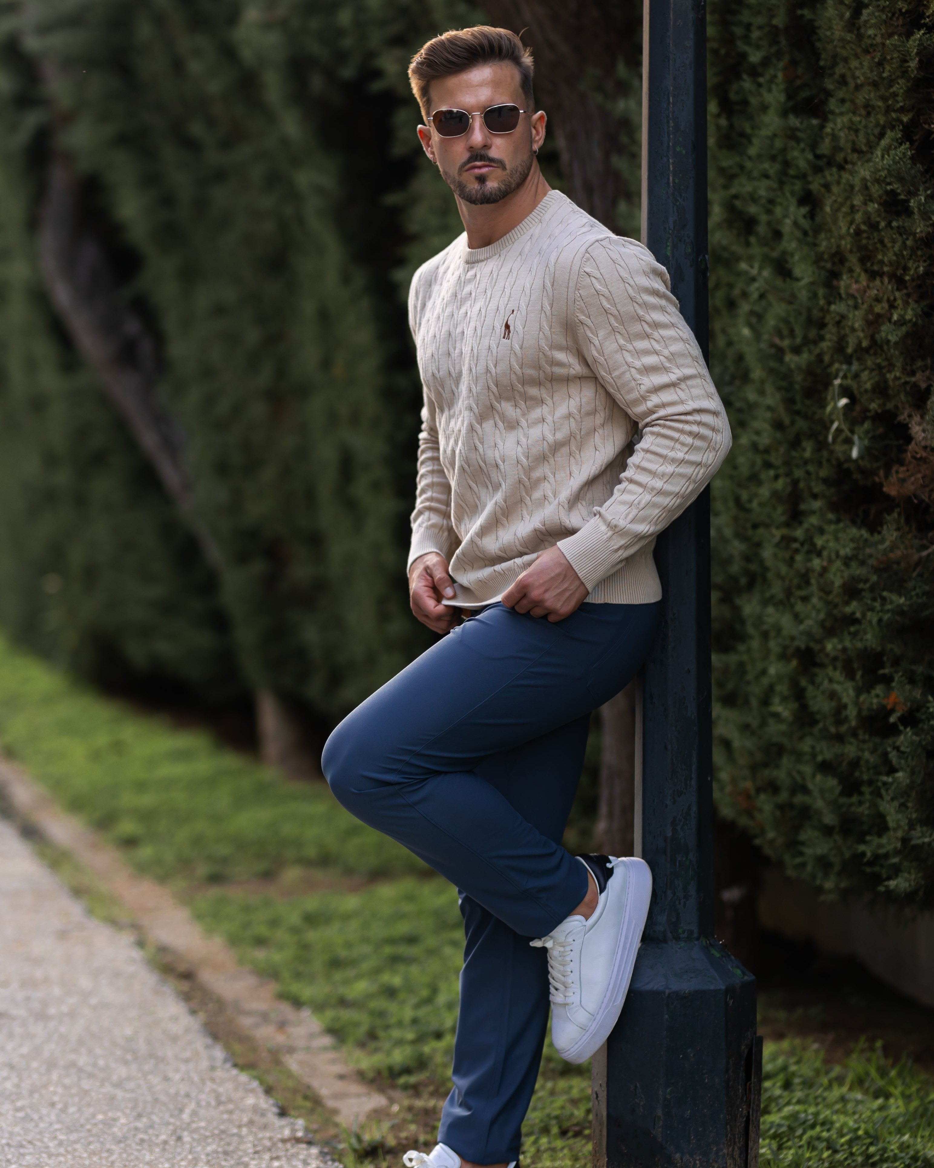 Men's Cable-Knit Sweater - Cotton - Classic Fit
