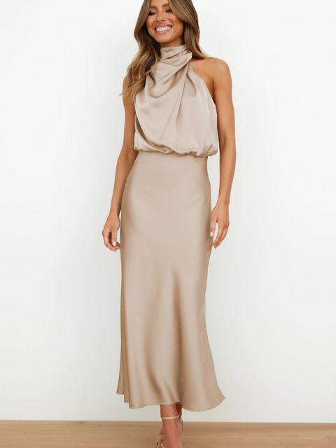 Elegant Maxi Cocktail Dress - Off-Shoulder Evening Gown