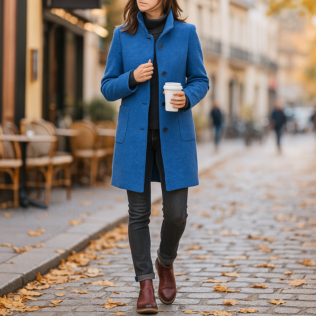 Vivano - Elegant Wool Coat - Women's Tailored Long Overcoat