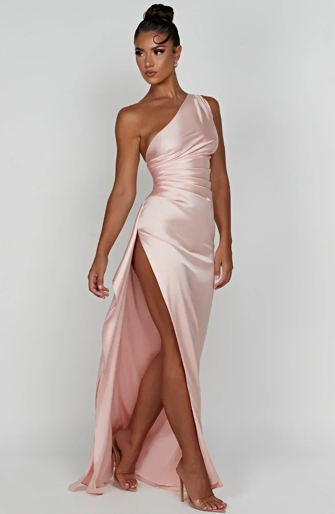 Jaida - Robe de soirée satin - Asymétrique - Fente