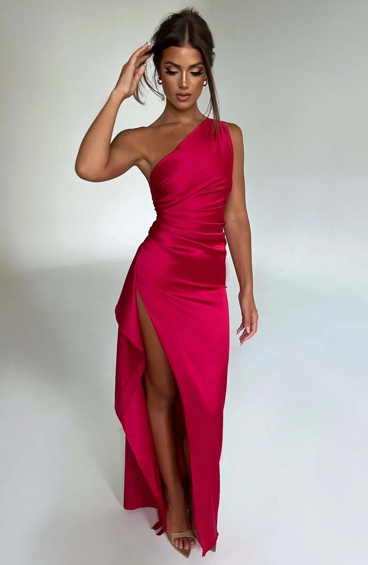 Jaida - Robe de soirée satin - Asymétrique - Fente