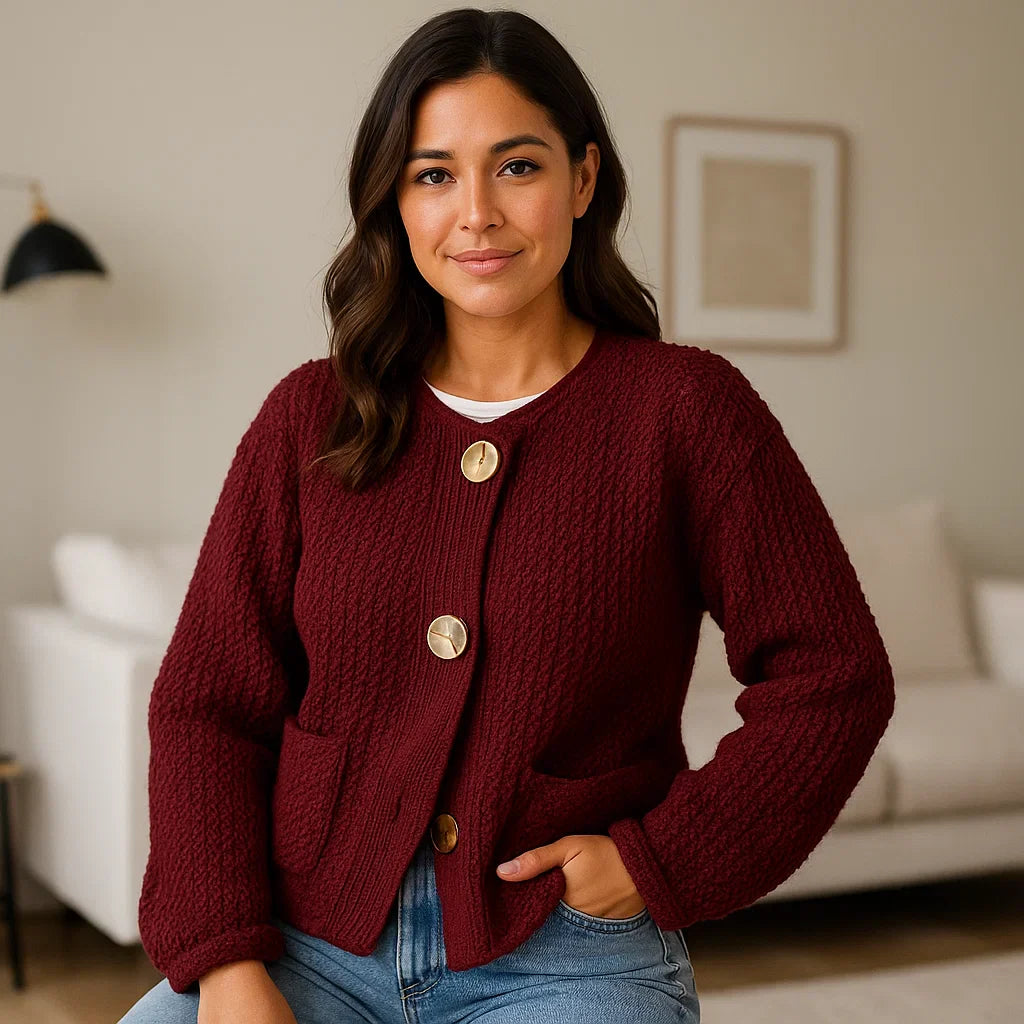 Vivano - Zoe Knitted Cardigan Burgundy / S Cardigan