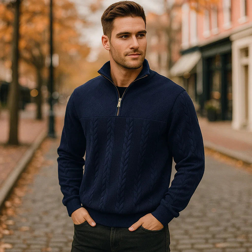 Vivano - Michael Zip Sweater Navy Blue / S Sweater