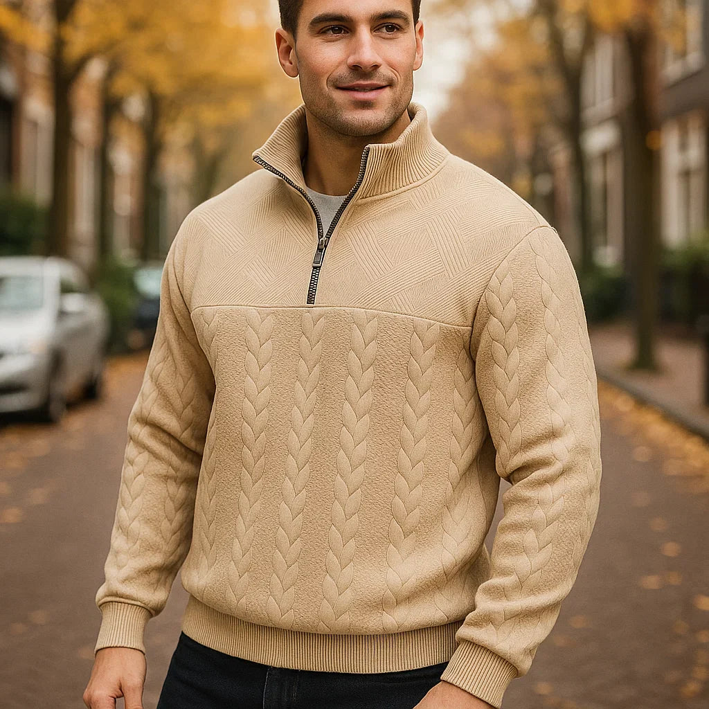Vivano - Michael Zip Sweater Khaki / S Sweater