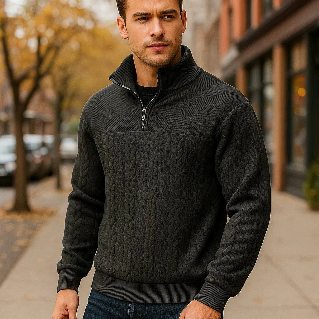 Vivano - Michael Zip Sweater Black / S Sweater