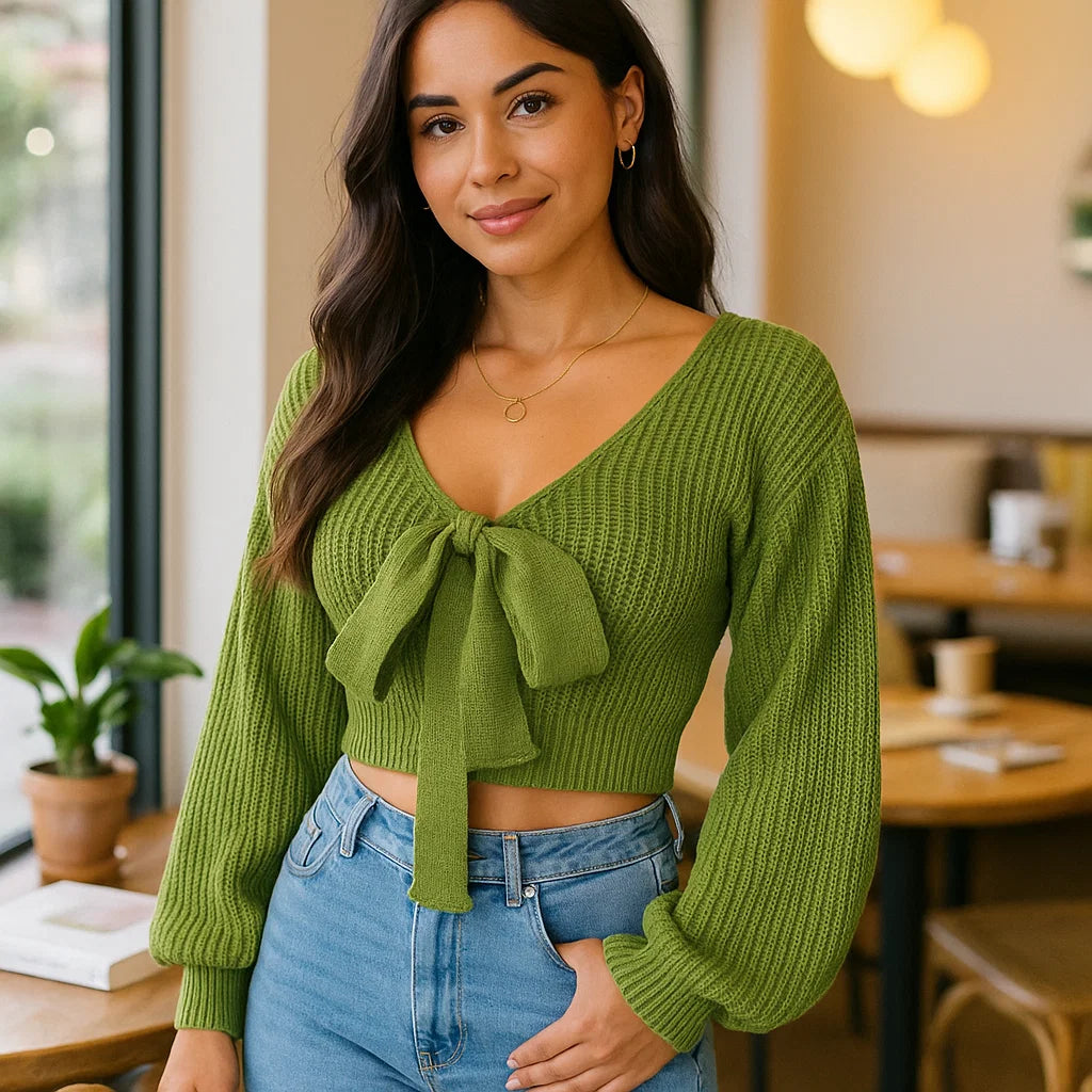Vivano - Abigail Crop Sweater Green / S Sweater