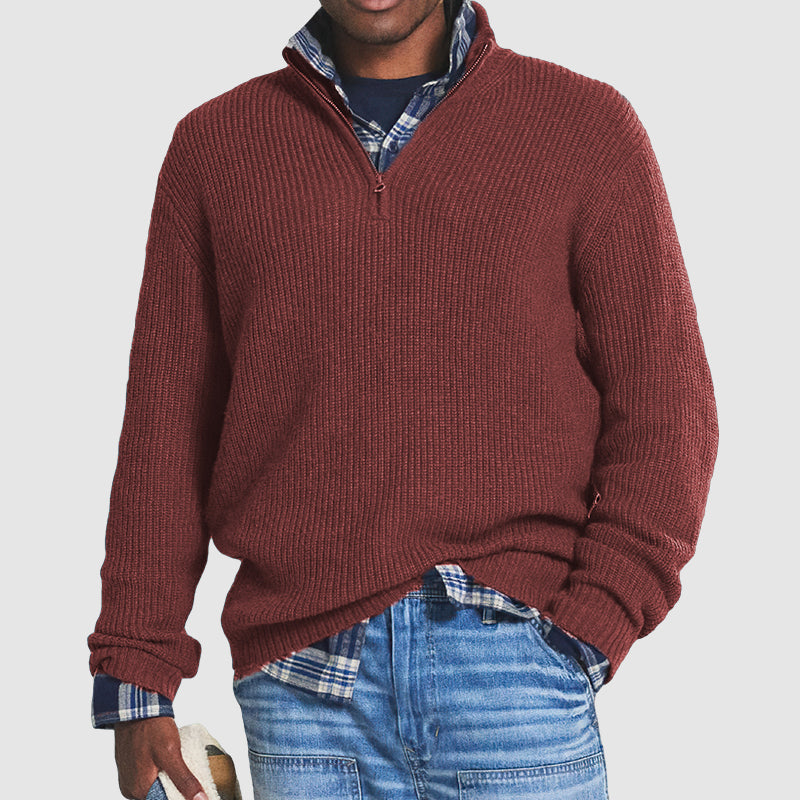 Men's Cashmere Zip-Up Sweater - Business Casual - Slim Fit