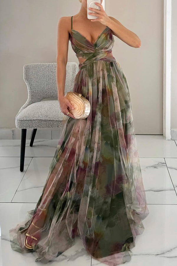 Robe maxi soirée élégante - imprimé floral - modèle Flora