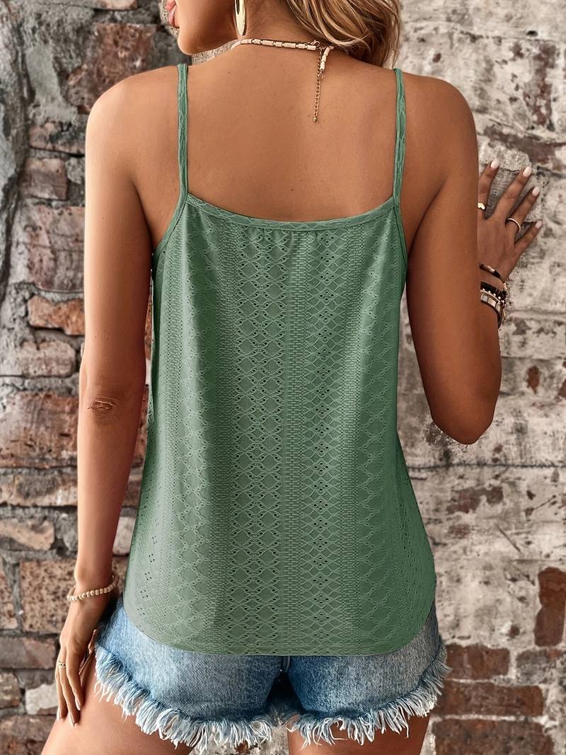 Women’s V-Neck Lace Summer Top with Spaghetti Straps