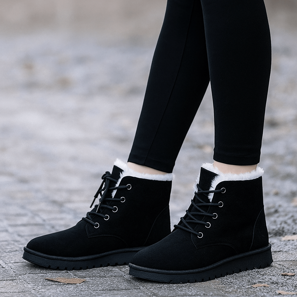 Women's Lace-Up Ankle Boots - Warm Insulation - Stable Grip