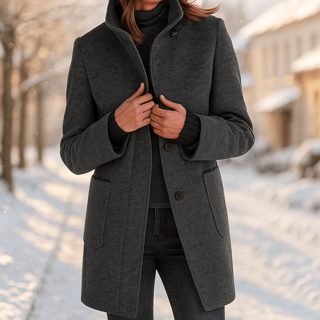 Camille - Elegant Women's Coat - High Collar - Stylish Warmth