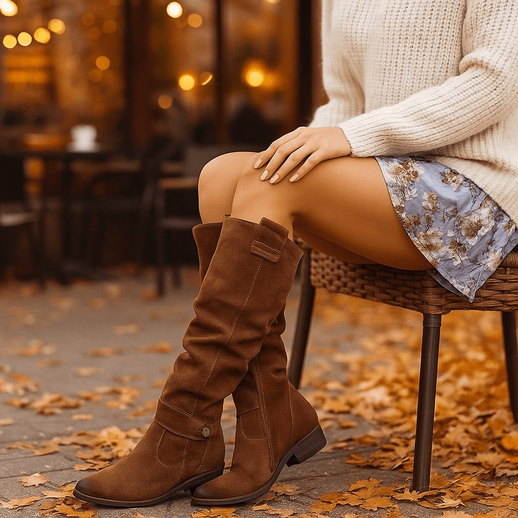 Warm Suede Ankle Boots - Comfortable - Women's Winter Footwear