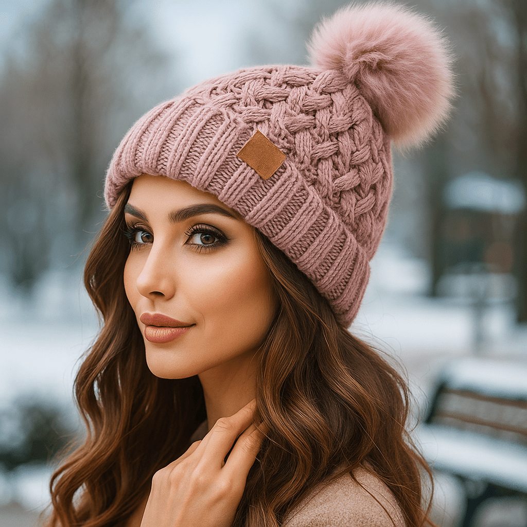 Winter Beanie - Cable Knit - Pom-Pom - Warm