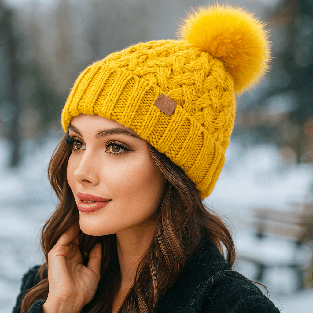 Winter Beanie - Cable Knit - Pom-Pom - Warm