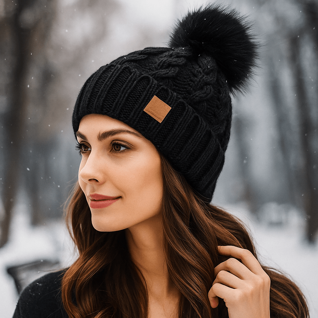Winter Beanie - Cable Knit - Pom-Pom - Warm