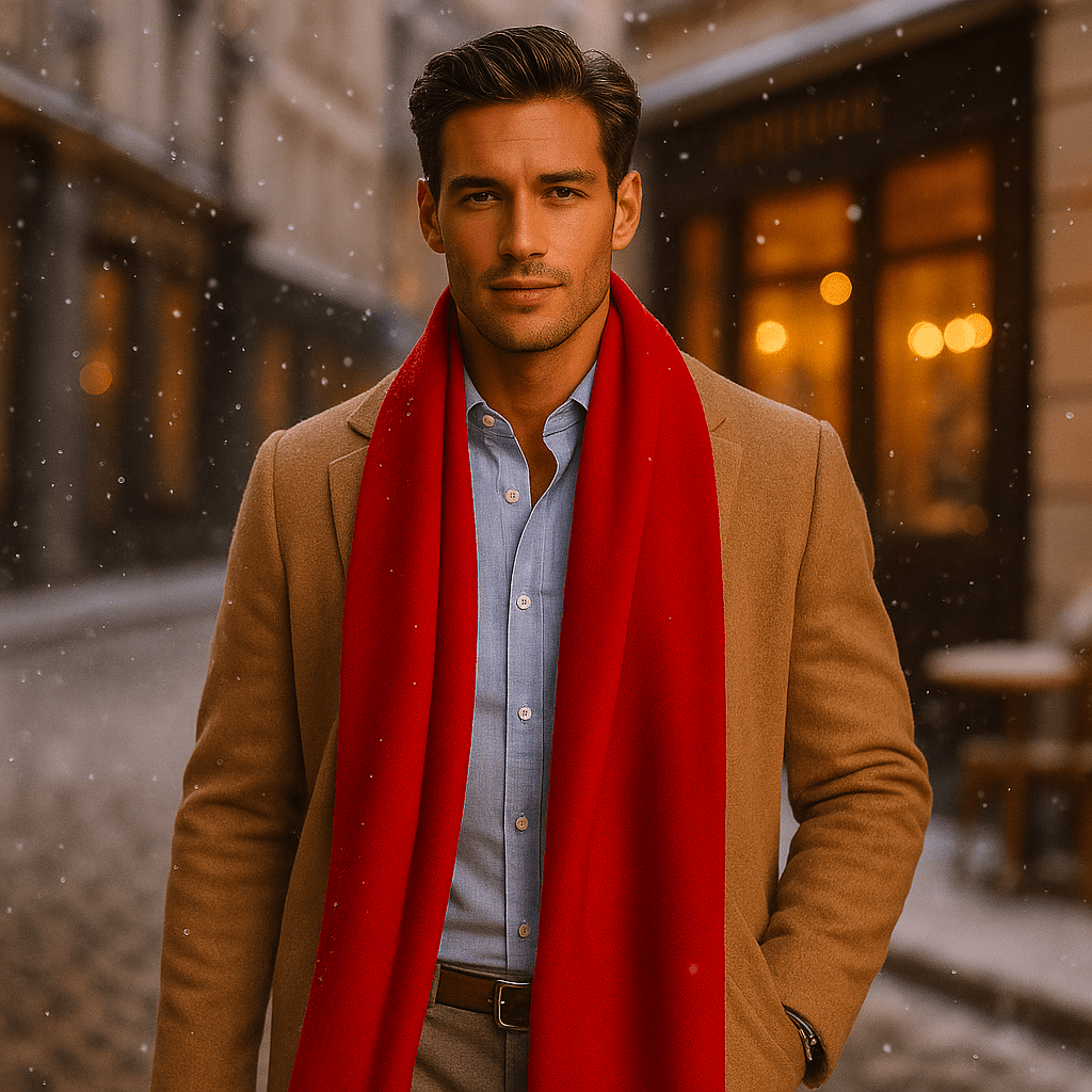 Red Cashmere Scarf - Luxurious Warmth - Timeless Elegance