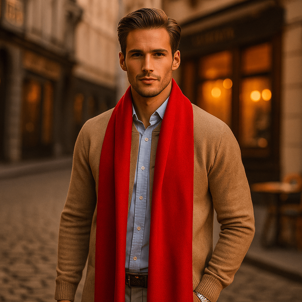 Red Cashmere Scarf - Luxurious Warmth - Timeless Elegance