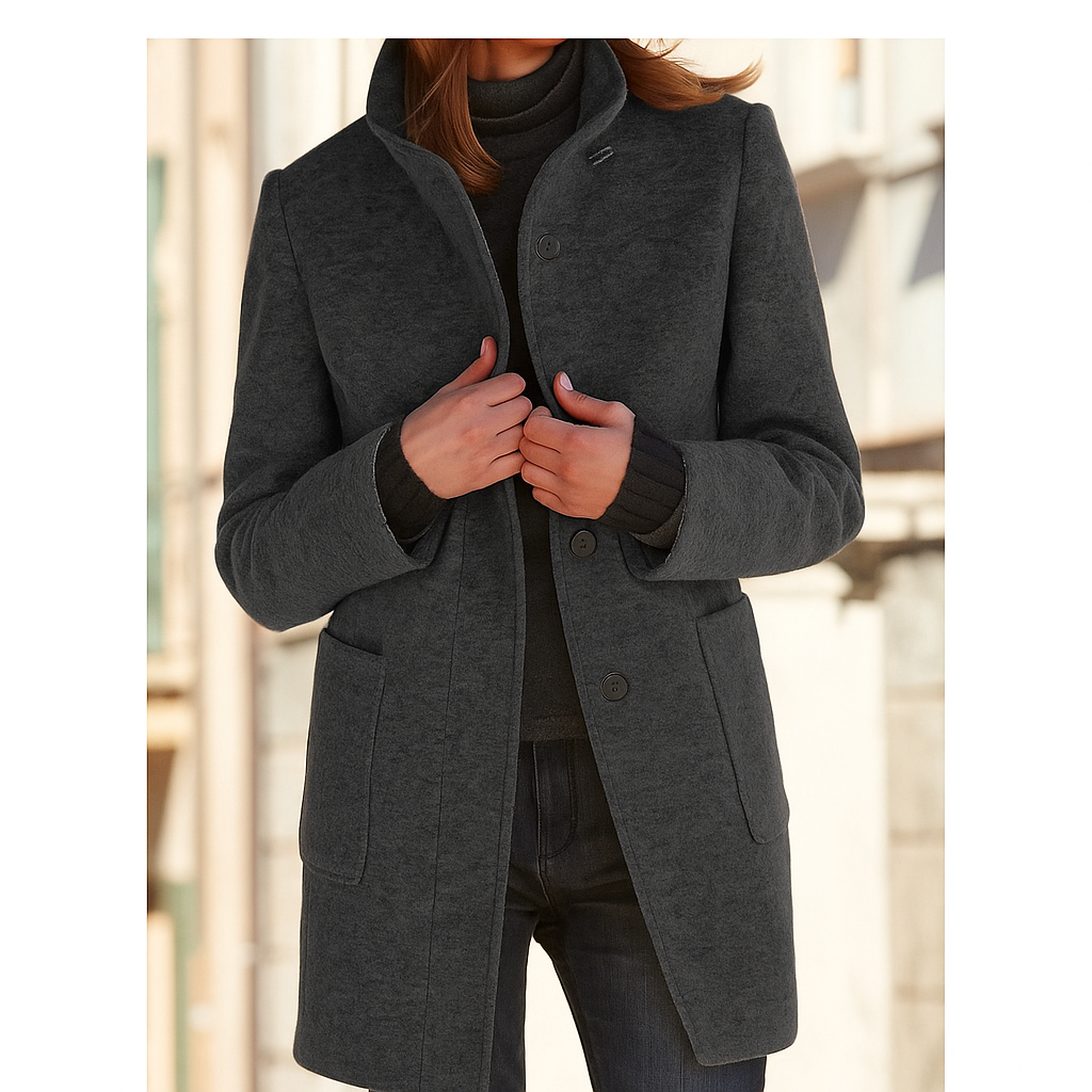 Vivano - Elegant Wool Coat - Women's Tailored Long Overcoat