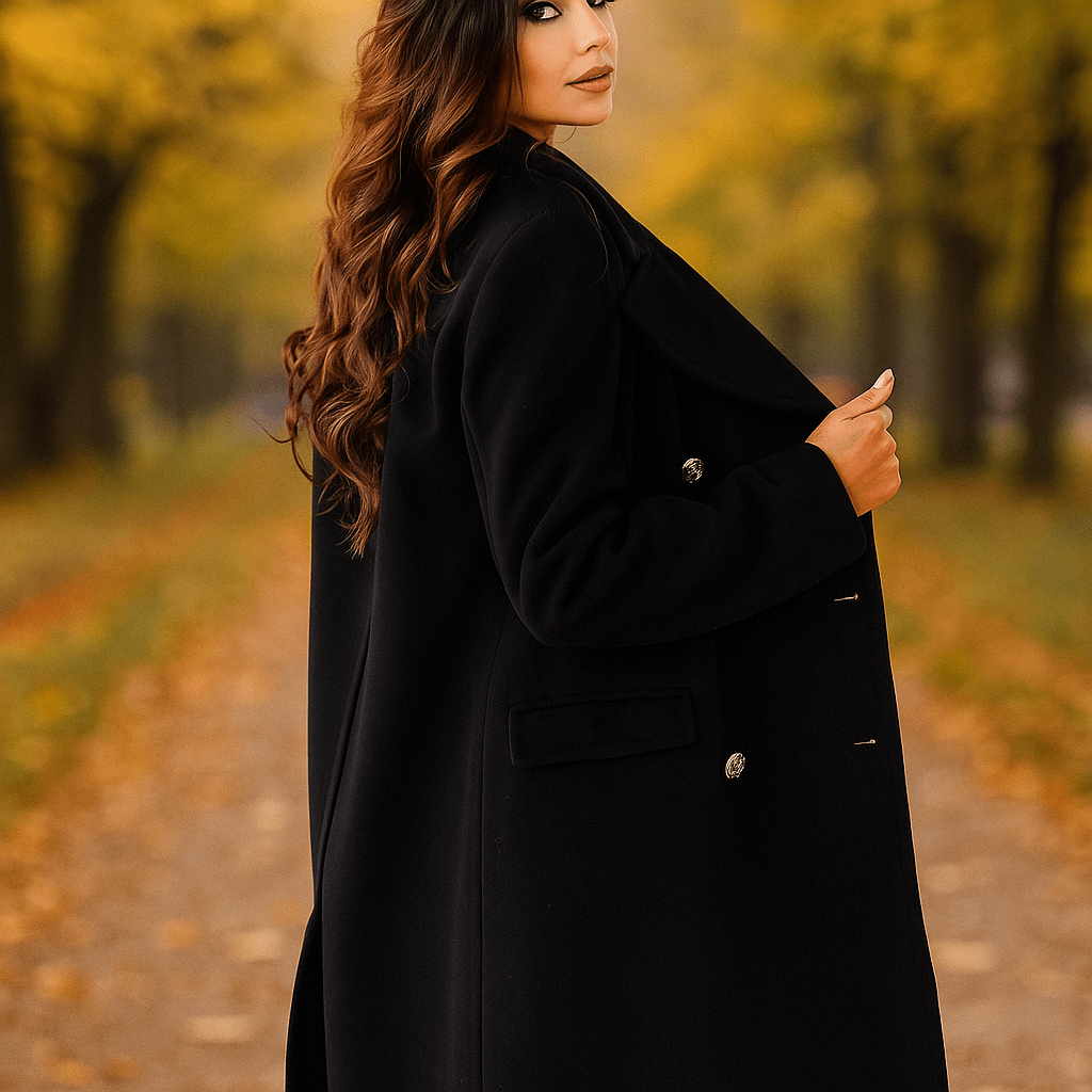 Women's Jacket - Double-Breasted - Long Sleeves - Notched Collar