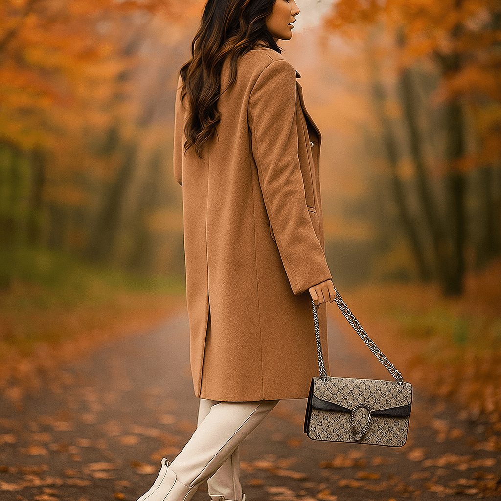 Women's Jacket - Double-Breasted - Long Sleeves - Notched Collar