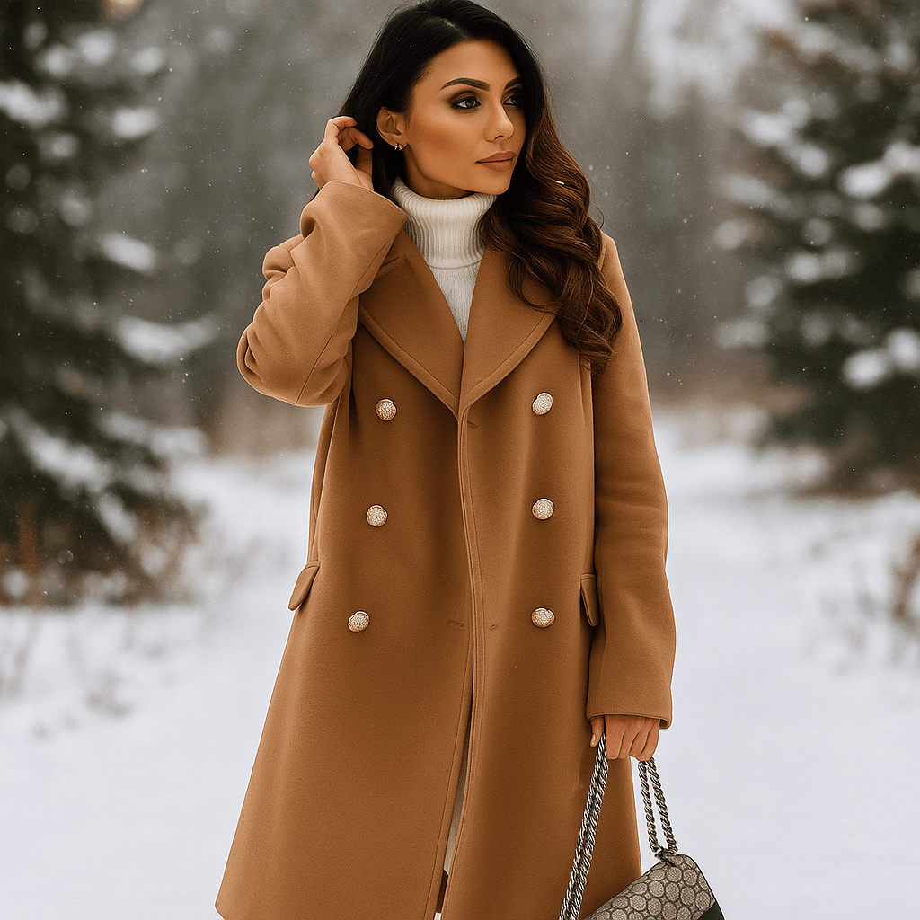 Women's Jacket - Double-Breasted - Long Sleeves - Notched Collar